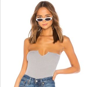 By the way stretchy gray ribbed top